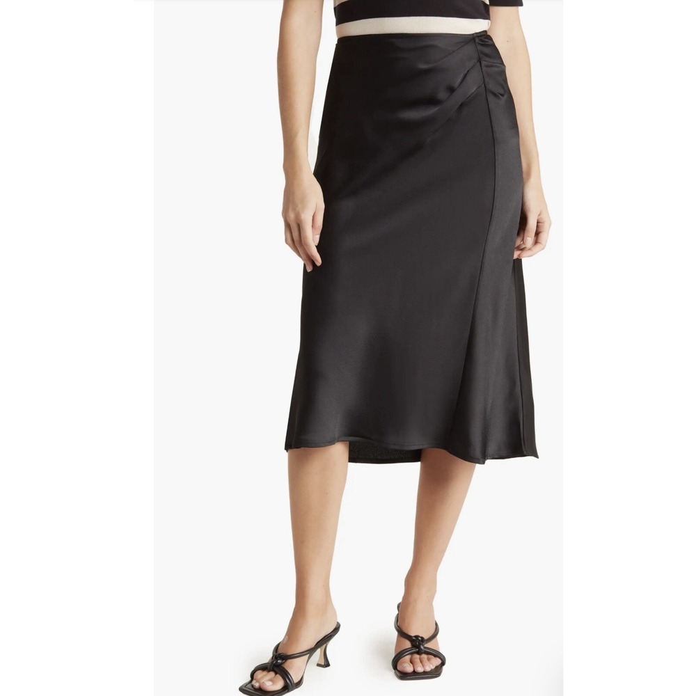 Status by Chenault Womens A-line Midi Skirt in Black Size Medium